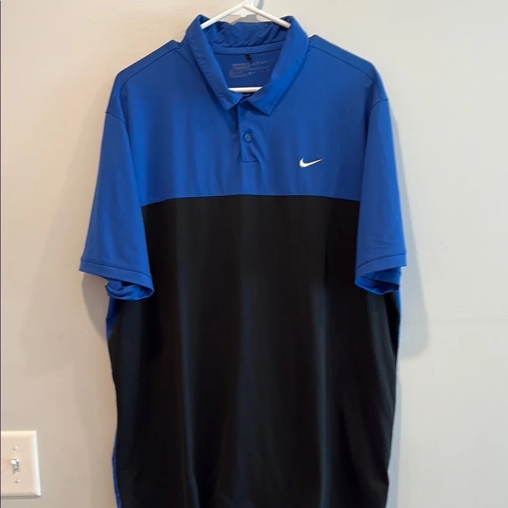 Nike Golf  Blue and Black Polo Shirt with Moisture-Wicking Fabric